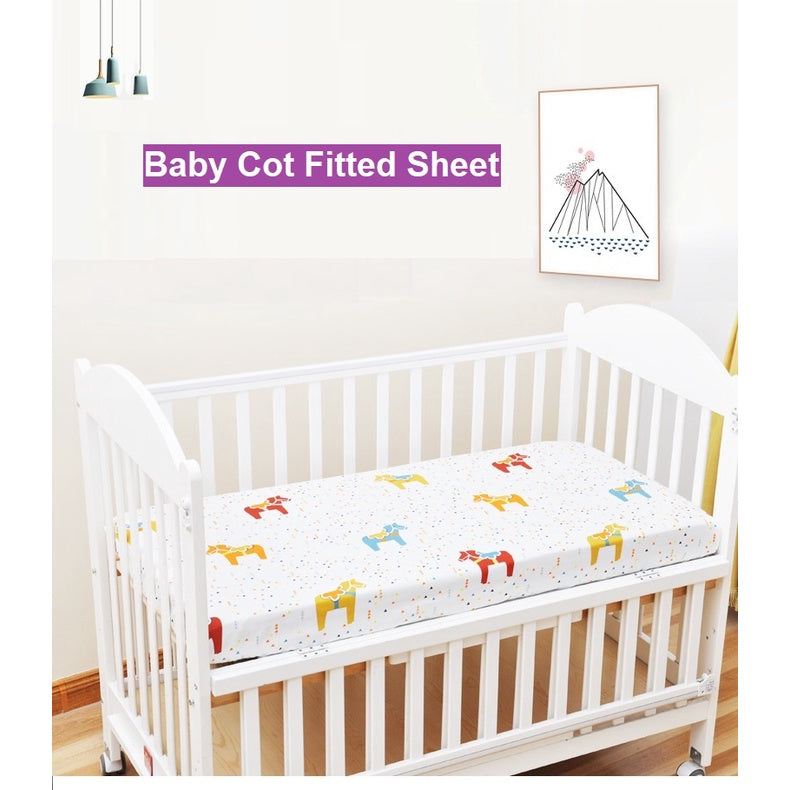 100% Cotton Baby Cot Fitted Sheet Bedsheet Comfortable Soft Mattress Cover Breathable Crib Bed For Infant And Toddler