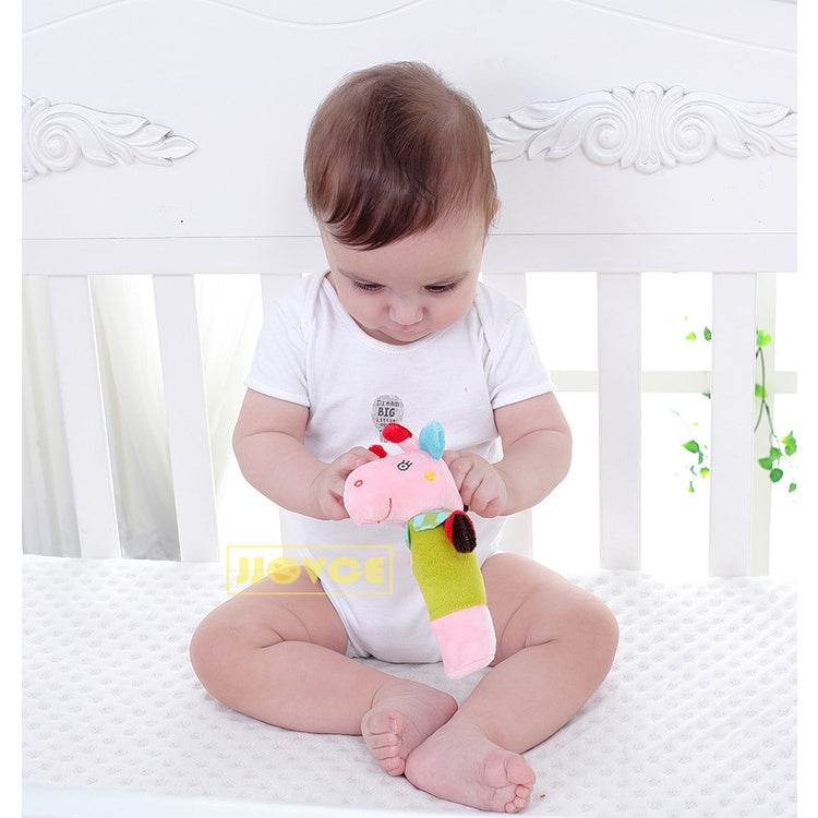 Baby Soft Toy Stick Rattle Squeezing Sound Rattling Squeeze Hand Infant Animal Cartoon Grip