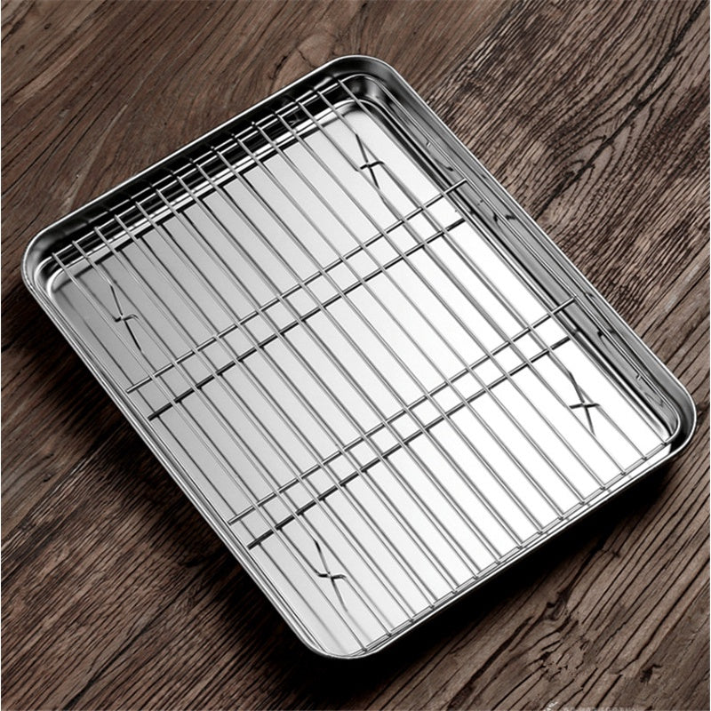 Copy of Premium Stainless Steel Oven Baking Tray Removable Cooling Rack Set Plate BBQ Tray Pan Dish Grill Mesh Kitchen Tool