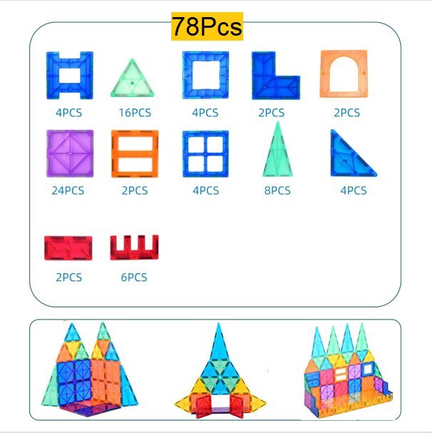 Magnetic Building Block Educational Magnet Toys Shape Children Kids Gift 48 Pcs or 78 Pcs or 120 Pcs