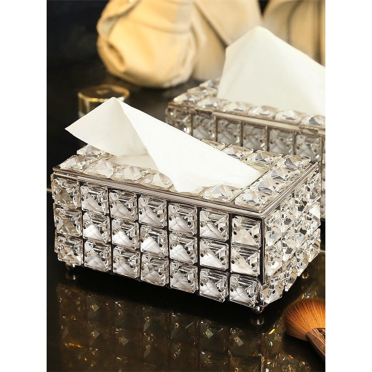 Crystal Tissue Box European Style Household Toilet Paper Napkin Holder Organizer Box Luxury High-End Paper Extraction