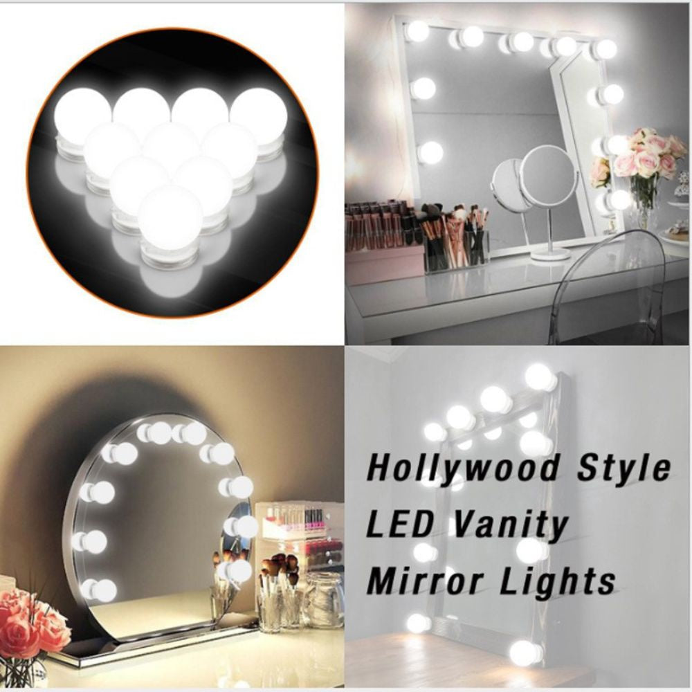 Makeup Mirror LED Light 10/12 Detachable Bulbs LED USB Cosmetic Mirror Lamp Dressing Table Vanity 3 Color Dimming Lights