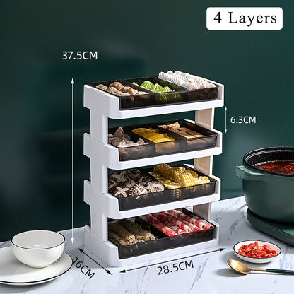 Steamboat Food Organizer Hot Pot Storage Organizer Multifunctional Multi-layer Side Dish Plate For Kitchen