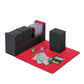 MTG Desk Box 400 Card Desk Box Card Storage Box Deck Box PU Leather Deck Box for Trading Card Games (Black+Red)