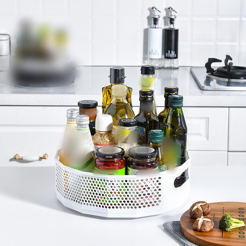 360° Rotating Large Capacity Versatile Seasoning Tray Storage Rack/Plastic Tray Condiment Cosmetics Sorting Container