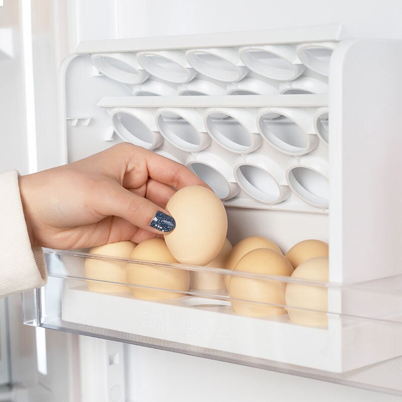 Three Layers Creative Flip Egg Storage Box Fridge Organizer Container Household Kitchen Fresh Rack Can Store 30 Egg