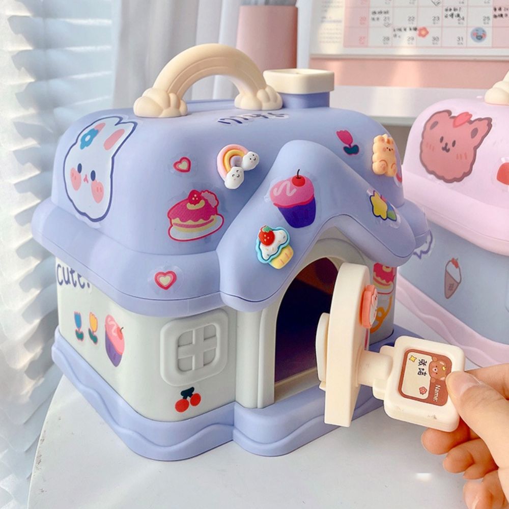 Wislibe🇩🇪 New Large Capacity (Include Stickers) Cartoon Piggy Bank Coin Bank Kawaii Girl Gift Small House Piggy Bank