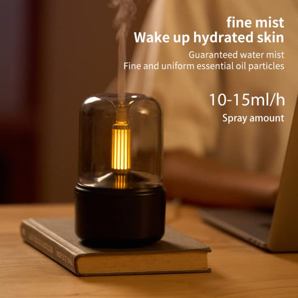 New Candlelight Aroma Diffuser USB Desktop Essential Oil Humidifier Ambient Night Light Air Purifier For Home Bedroom