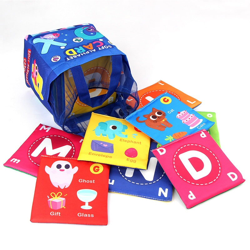 26pcs Double-sided Cloth Cards with Cloth Storage Bag Soft Flash Card Toy Baby Early Education Enlightenment Toys Gift