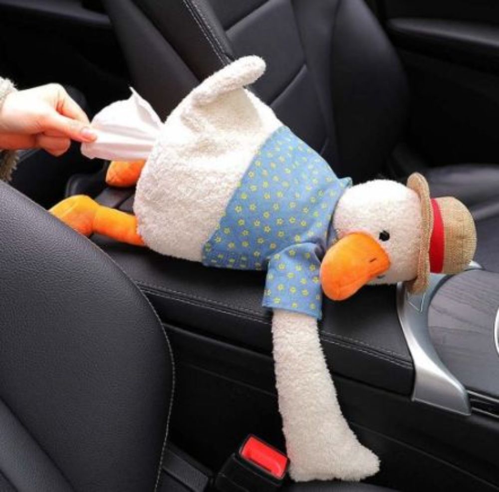 Lovely Duck Tissue Box Cute Paper Napkin Case Car Tissue Bag Creative Car Hanging Cartoon Napkin Holder Multi-function