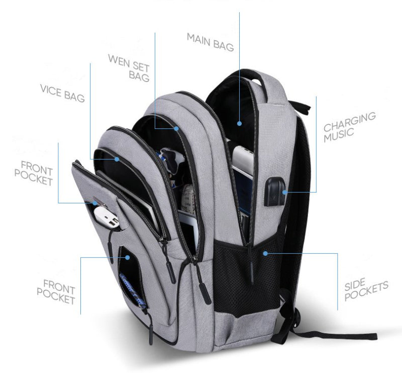 Backpack Men Large Capacity High College School Bags 15.6 Inch 17.3 Inch Laptop USB Men Computer Waterproof Business Bag