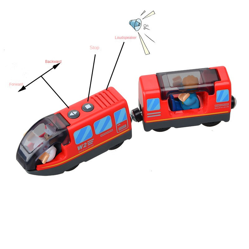 Battery Operated Action Locomotive Train (Magnetic Connection)- Powerful Engine Bullet Train Set Fits Most Wooden Tracks