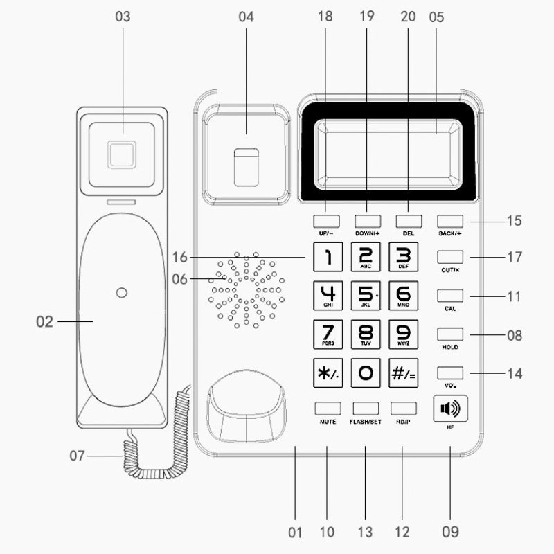 Desktop Corded Landline Phone Fixed Telephone with LCD Display Mute/ Pause/ Hold/ Flash/ Redial/ Hands Free/ Calculator