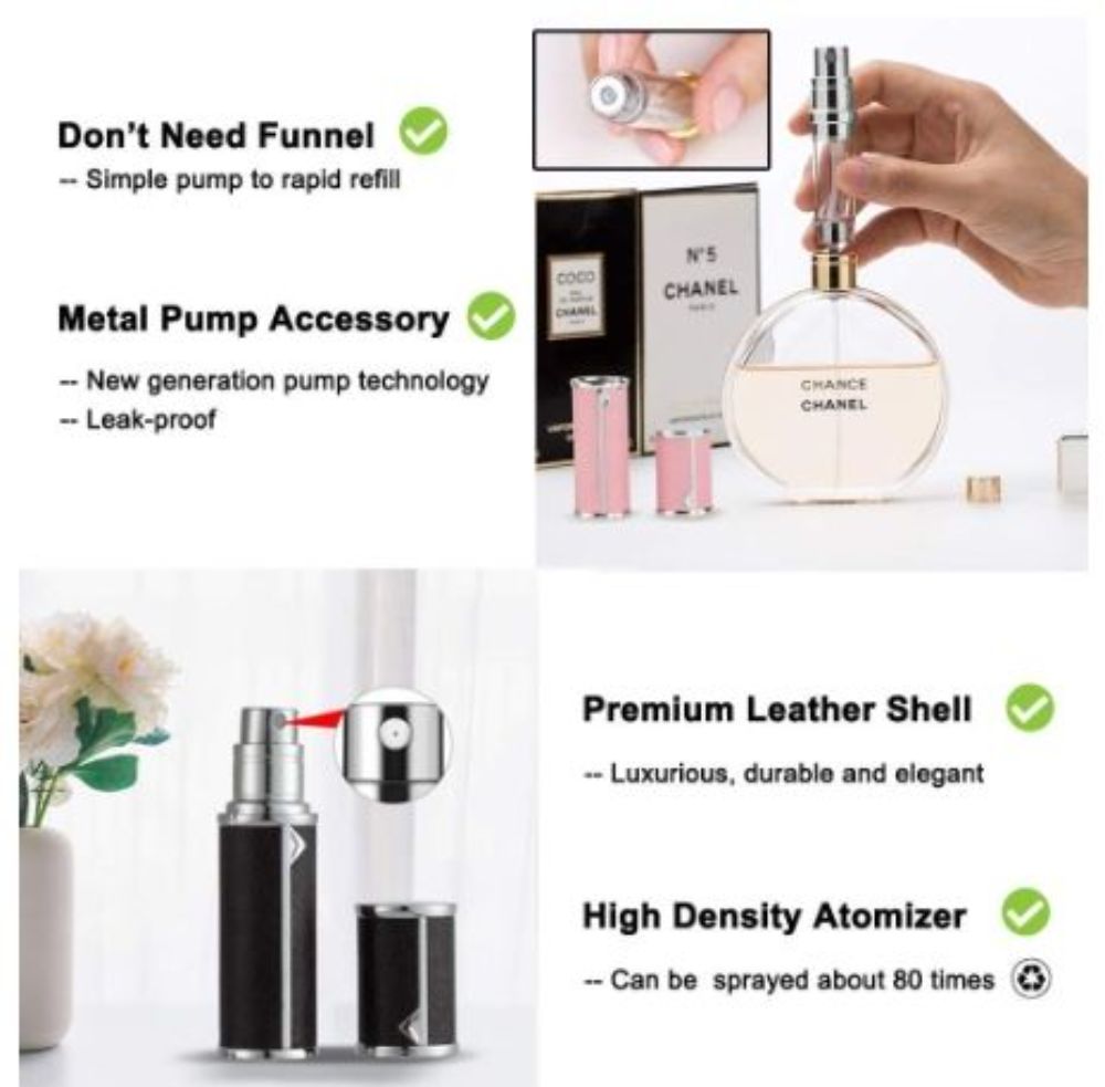 Refillable Portable Mini Perfume Atomizer for Travel 5ml Luxury Empty Leakproof Pump Perfume Spray Bottle Atomizer Women