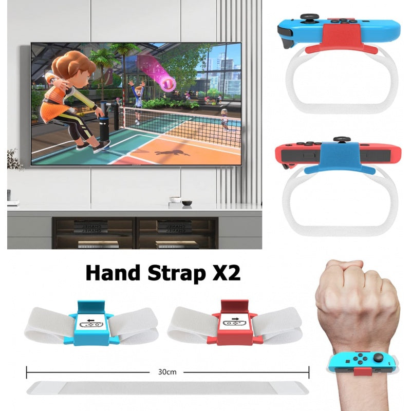 Switch Sports Accessories 10 In 1 Bundle Kit for Game Joy Con Controller NS Strap Wrist Dance Band Racket