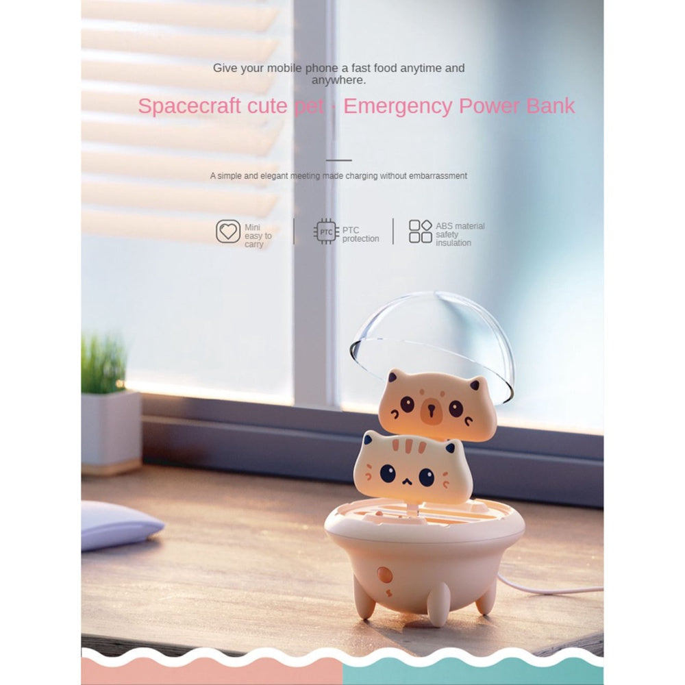 Copy of CAT POWER BANK Spaceship Cute Pet Small Portable Power Bank With LED Light Emergency Power Bank Gift For Mobile Charger