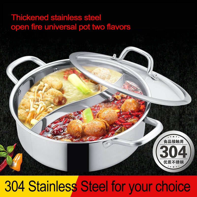 Stainless Steel Double Flavor Pot Large Capacity Thickened Soup Hotpot Steamboat Reunion Family