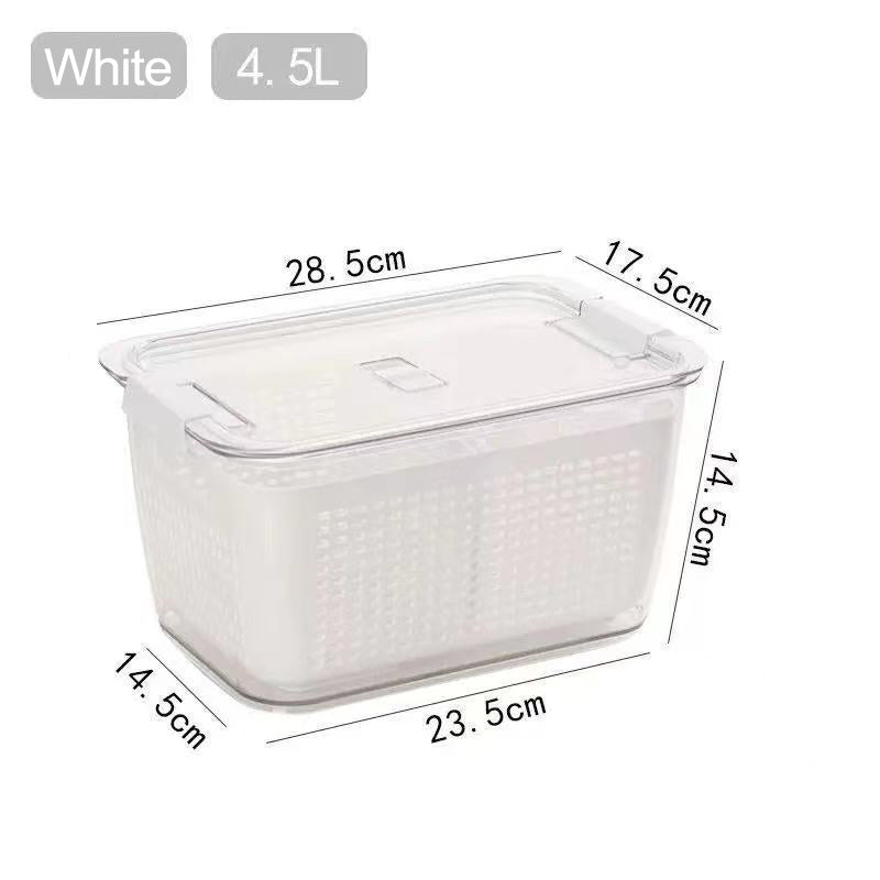 Fridge Storage Container with Drainer, Air tight locking Lid Fridge Refrigerator Organizer Food Keeper