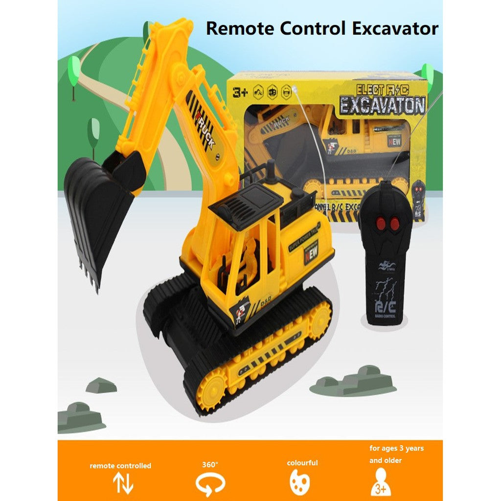 Kids Remote Control Excavator Car Toy Truck Construction Vehicle Movable Transport