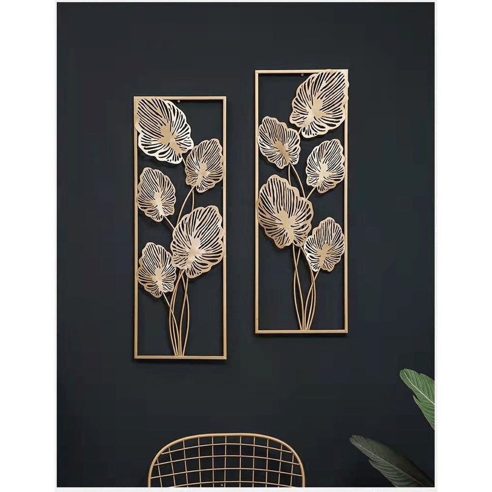 Elegant Gold Frame Pear Blossom Vivid Ginkgo Biloba Leaves Nordic Light Luxury Hanging Decoration