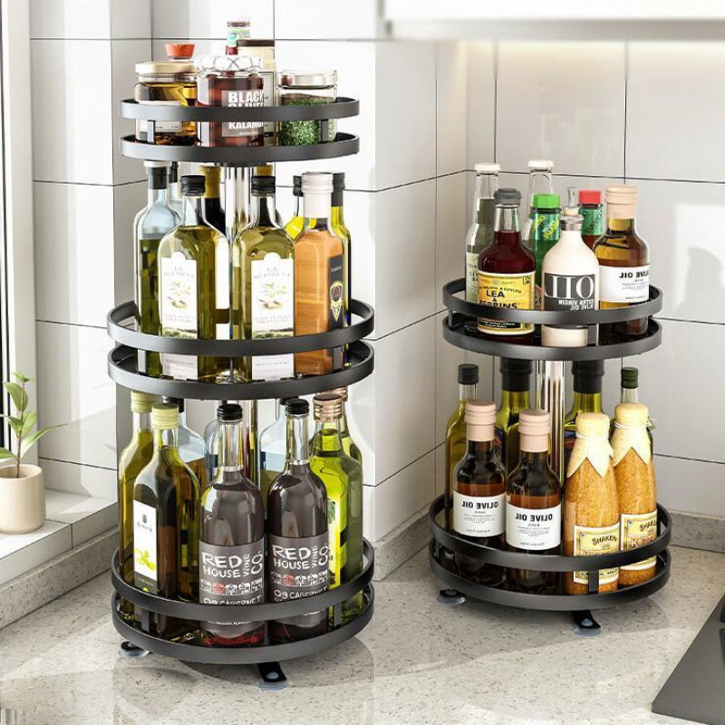 Rotating Spice Rack Kitchen Spin Storage Shelf Multifunction Seasoning Storage Condiments Organizer High Quality Metal