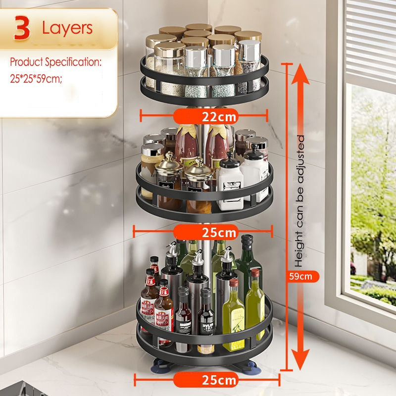 Rotating Spice Rack Kitchen Spin Storage Shelf Multifunction Seasoning Storage Condiments Organizer High Quality Metal