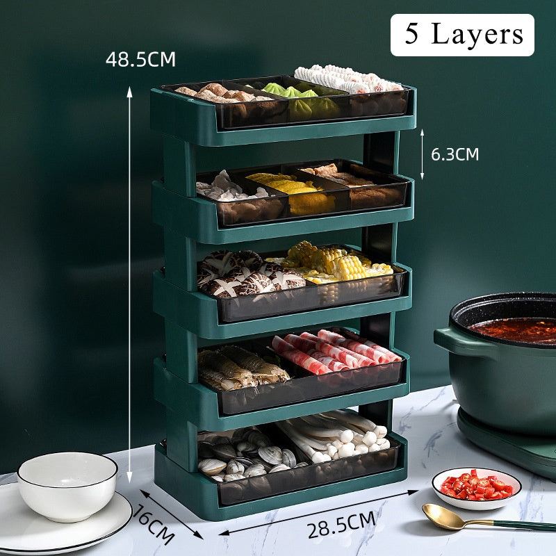 Steamboat Food Organizer Hot Pot Storage Organizer Multifunctional Multi-layer Side Dish Plate For Kitchen