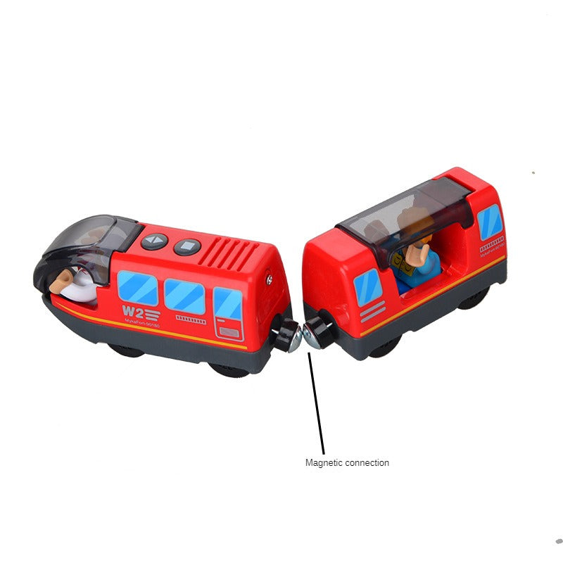 Battery Operated Action Locomotive Train (Magnetic Connection)- Powerful Engine Bullet Train Set Fits Most Wooden Tracks