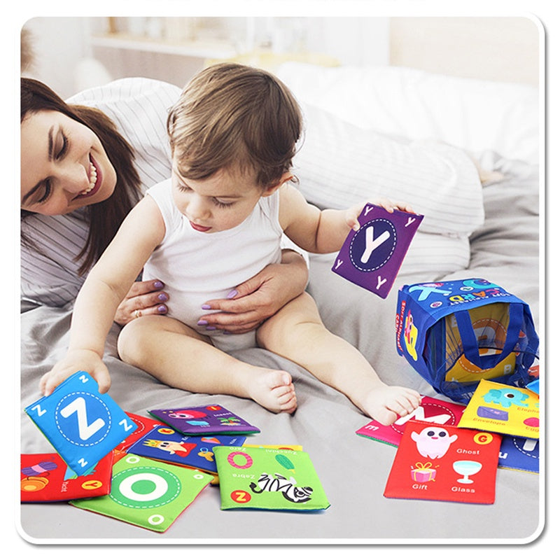 26pcs Double-sided Cloth Cards with Cloth Storage Bag Soft Flash Card Toy Baby Early Education Enlightenment Toys Gift