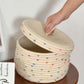 Woven Storage Basket Colorful Polka Dot Desktop With Lid Cotton Thread Organizing Box Snacks Living Room Coffee Table