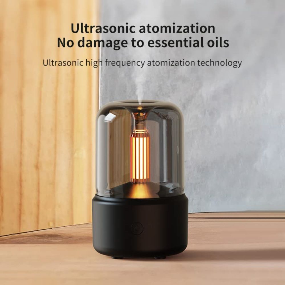 New Candlelight Aroma Diffuser USB Desktop Essential Oil Humidifier Ambient Night Light Air Purifier For Home Bedroom