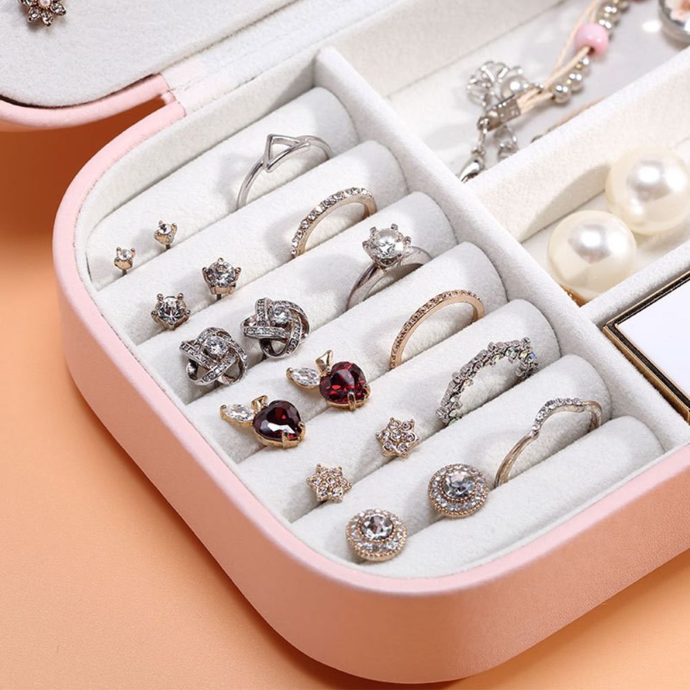 Travel PU Leather Jewelry Box Organizer Girl Velvet Portable Small Stud Earring Necklace Ring Jewelry Box High Quality