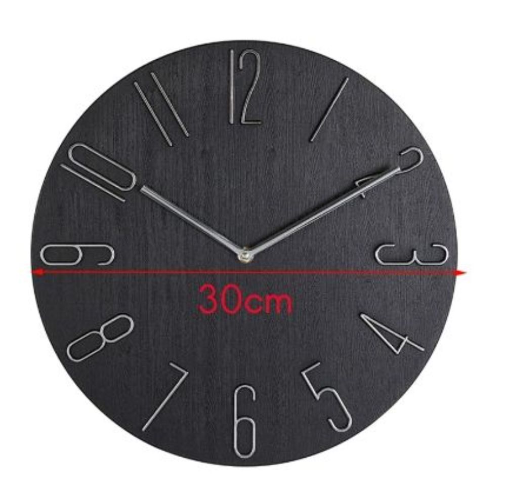 Simple Wall Clock 12 Inch Living Room Home Wall Clock Clock Watch Fashion Bedroom Wall Clock Black Minimalist Design