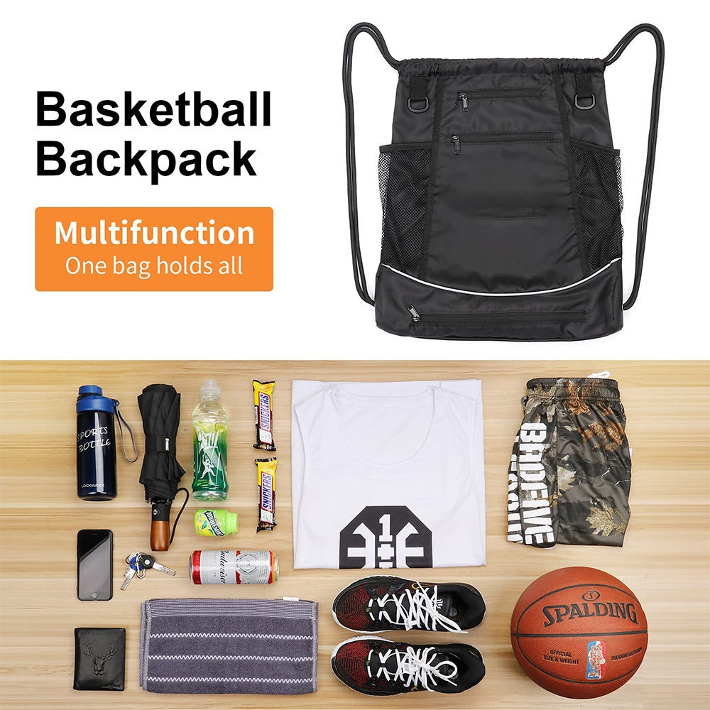 Basketball Backpack Ball Sports Shoulder Bag Football Soccer Volleyball Drawstring Pocket Outdoor Portable Bag