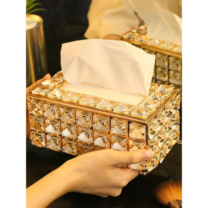 Crystal Tissue Box European Style Household Toilet Paper Napkin Holder Organizer Box Luxury High-End Paper Extraction