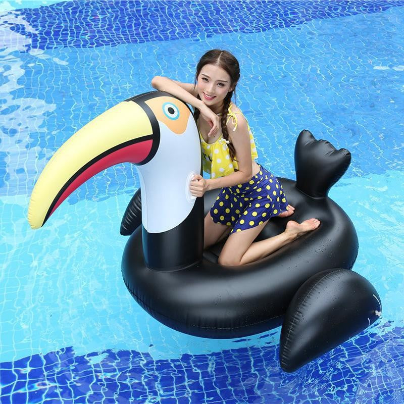 Large floatie beach toucan bird inflatable black float swimming pool p ...