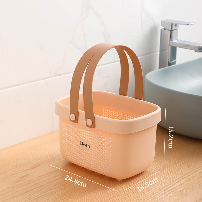 Portable Bathroom Basket Bath Wash Toilet Storage Shower Closet Kitchen Storage Drain Basket Box Organizer Handles Holes