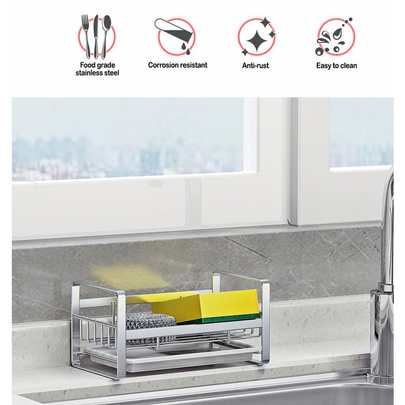 304 Stainless Steel Kitchen Rack Sink Drain Rack Brush and Sponge Sink sponge holder