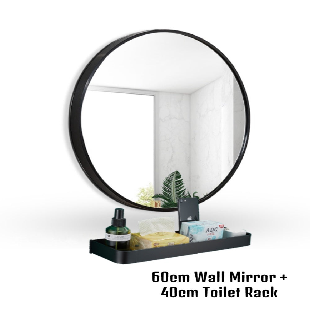 Wall Hanging Round Mirror Bathroom Toilet Living Room Corridor Bedroom Wall Mounted Black Mirror 40/50/60/70cm