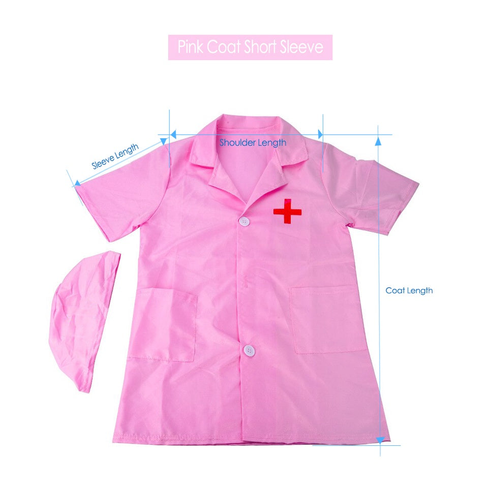 Unisex Kids Doctor Nurse Uniforms  Role Play Costume for Girl Boys Nurse Doctor Surgeon Coat Children Cosplay Party Toys