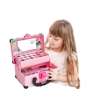 Non-toxic 32PCS Kids Real Makeup for Girls Kit Washable Mild Makeup Set Retro Beauty Pretend Play