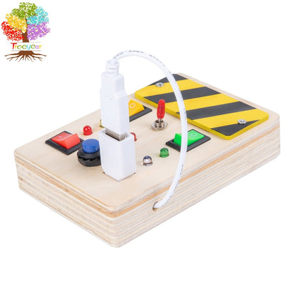 Treeyear LED Light Switch Toys for Toddlers Montessori Busy Board Button Switch Toy Light Up Activity Board Sensory