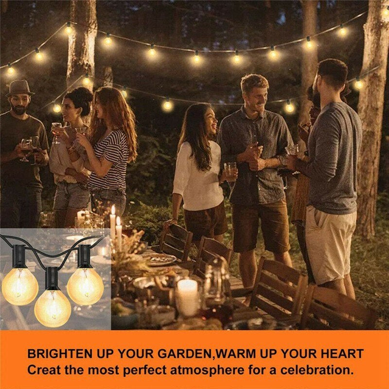 G40 Solar Powered 18Ft Outdoor Patio Globe String Lights Bistro Yard Decoration Glass E12 LED 10 Bulbs 2200mAh Battery