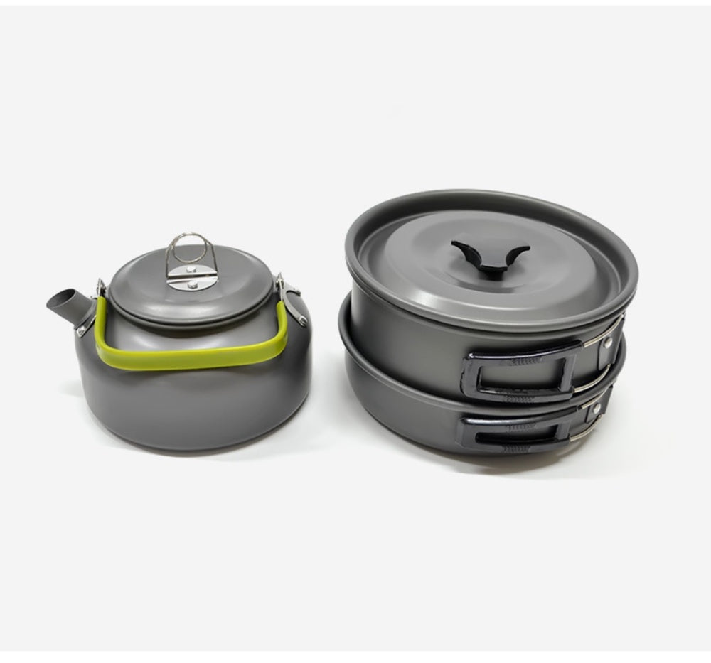 Camping and Hiking Cooking Set Nonstick Aluminum Portable Outdoor Tableware Kettle Pot Frying Pan Cookware