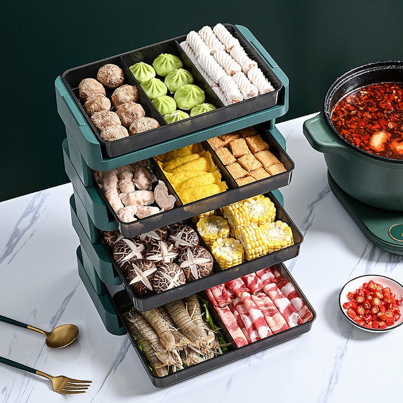 Steamboat Food Organizer Hot Pot Storage Organizer Multifunctional Multi-layer Side Dish Plate For Kitchen