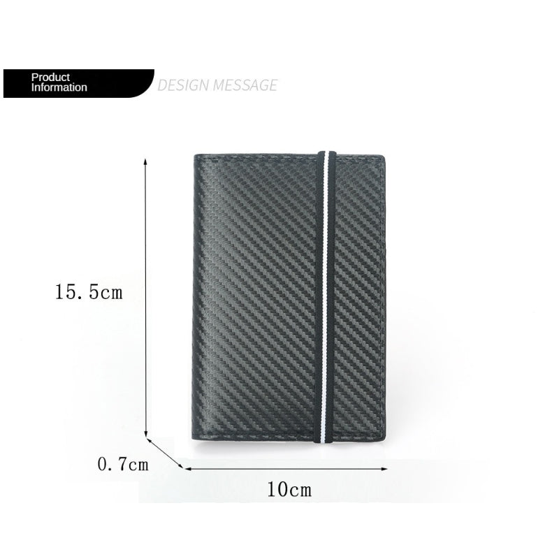 Carbon Fiber Microfiber RFID Passport Cover Leather Elastic Band Travel Document Wallet ID Bag Passport Holder