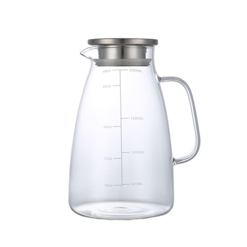 2L Large Capacity High Borosilicate Hydrochloric Acid Glass Jug Heat-resistant Glass Jug Juice Glass Jug Precision Scale With Stainless Steel Filter