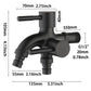 Baokemo Black 304 Stainless Steel 1 in 2 out Two Way Water Tap Washing Machine Faucet Multifunctional Durable Faucet