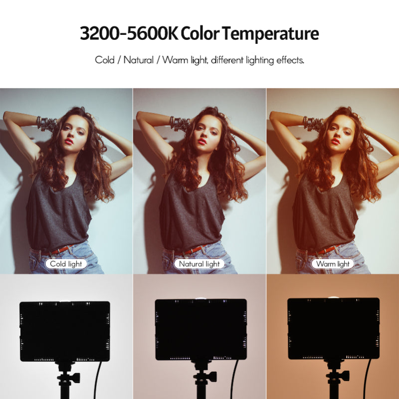 USB LED Video Light Kit Photography Lighting 3200K-5600K 120pcs Beads 14-level Dimmable with 148cm/58in Adjustable Stand