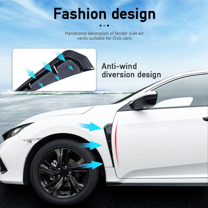 Car Side Fender Vent Cover Fender Decoration Side Wing Air Vent Hood Car Door Edge Intake Fender Cover Trim Fits For Honda Civic